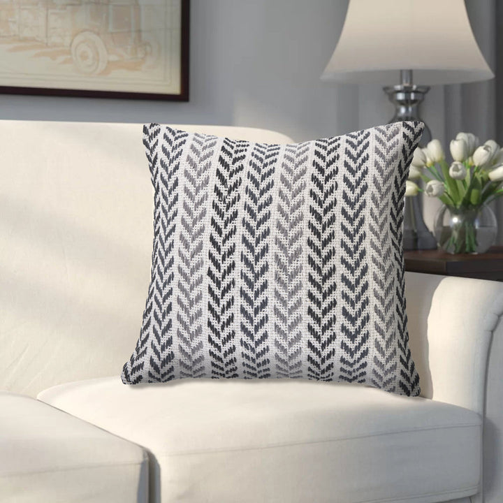 Hand-Woven Chevron Cotton Throw Pillow Rajani Home Color: Gray/Black