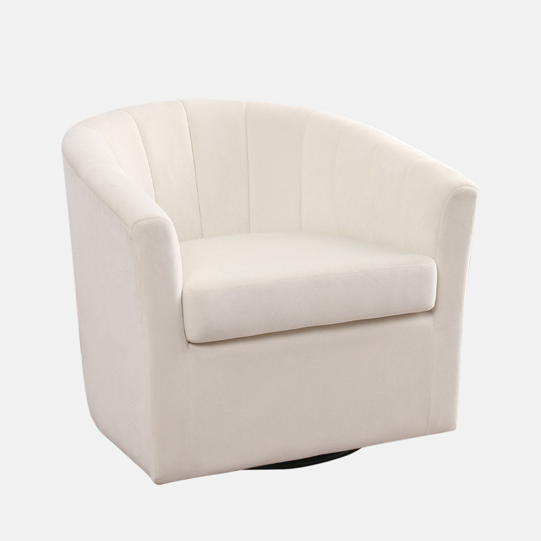 Lydia 29.5" Wide Velvet Upholstered Swivel Barrel Chair Latitude Run® Body Fabric: White Cotton Blend