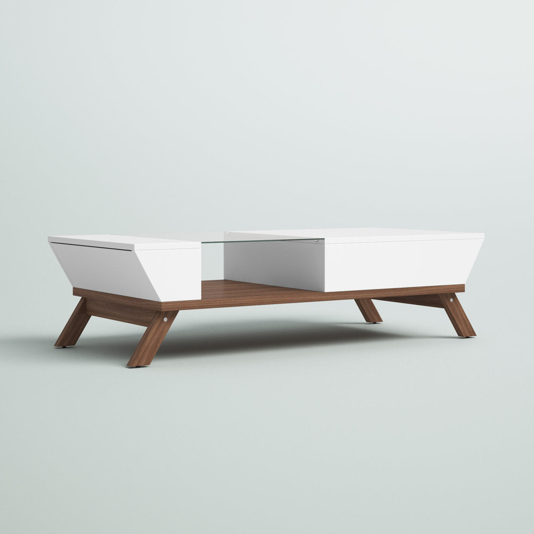 Soto 4 Legs Coffee Table with Storage Mercury Row® Color: White
