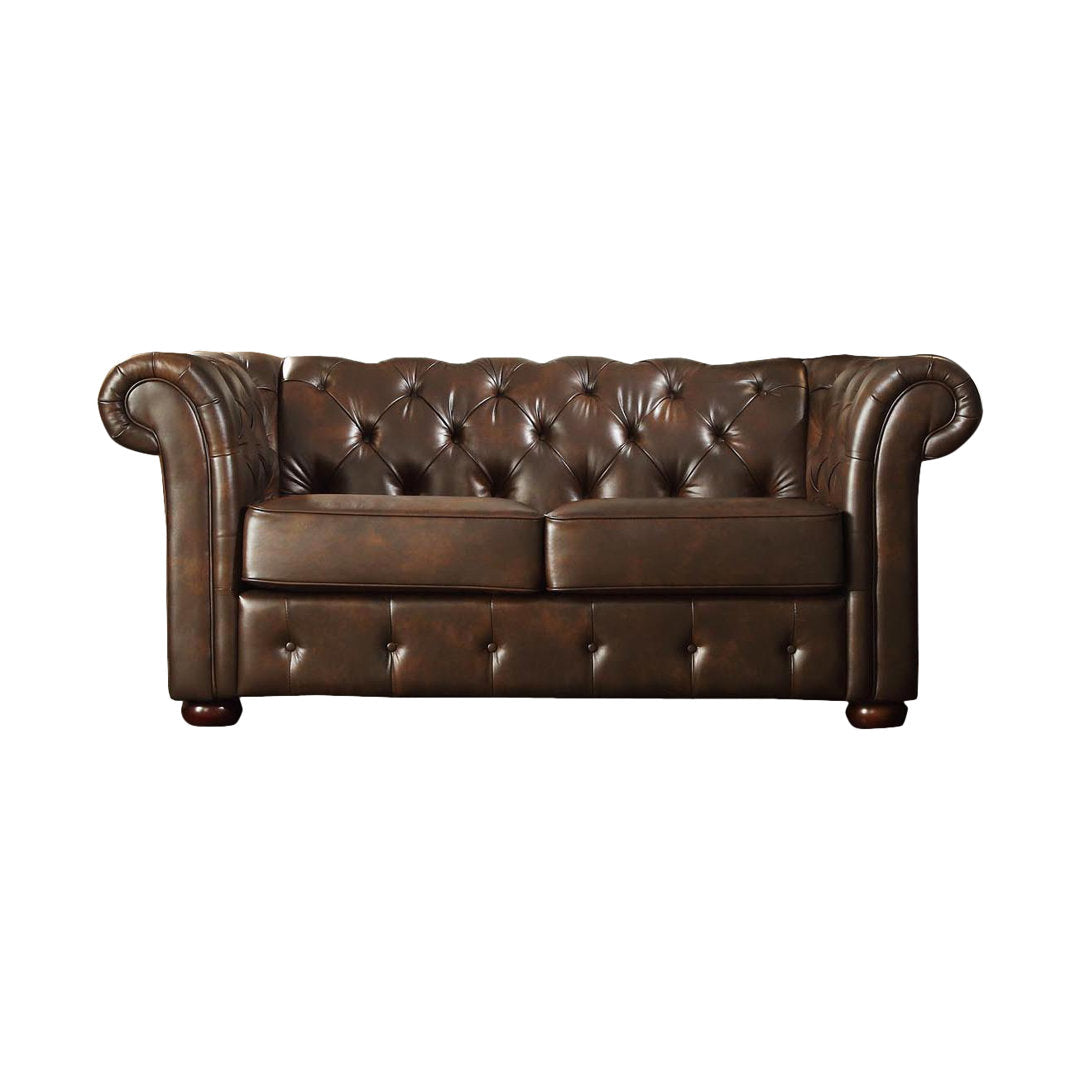 Huskins 68.4" Faux Leather Rolled Arm Chesterfield Loveseat Three Posts™