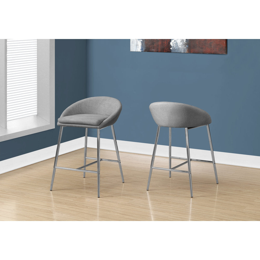 Glaser Bar Stool, Counter Height, Kitchen, Chrome, Contemporary (Set of 2) Wade Logan® Seat Height: Bar Stool (29.75" Seat Height ), Upholstery: Gray
