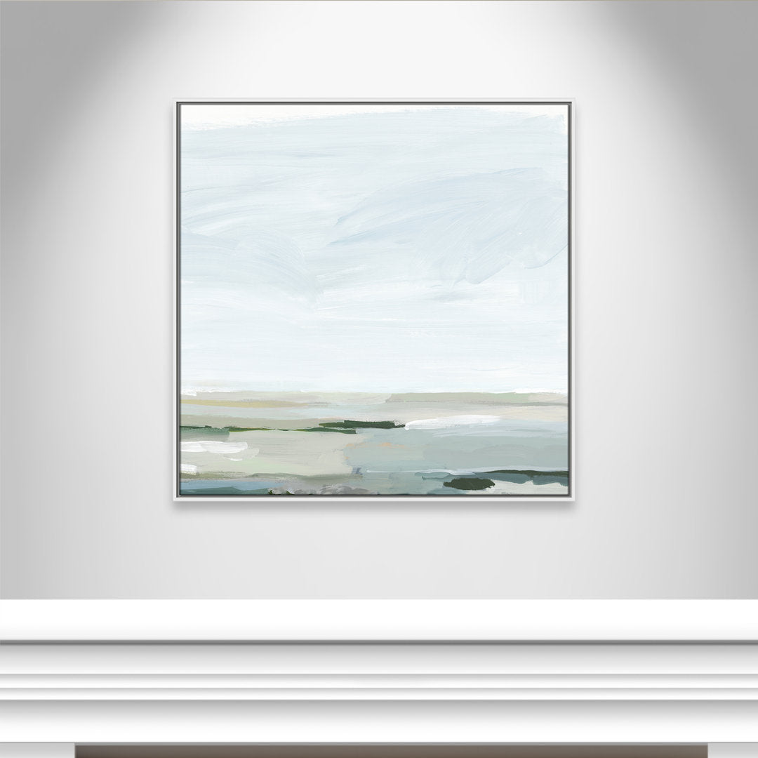 Pure Stillness - Floater Frame Painting Print on Canvas Joss & Main Size: 37.5" H x 37.5" W x 2" D Format: White