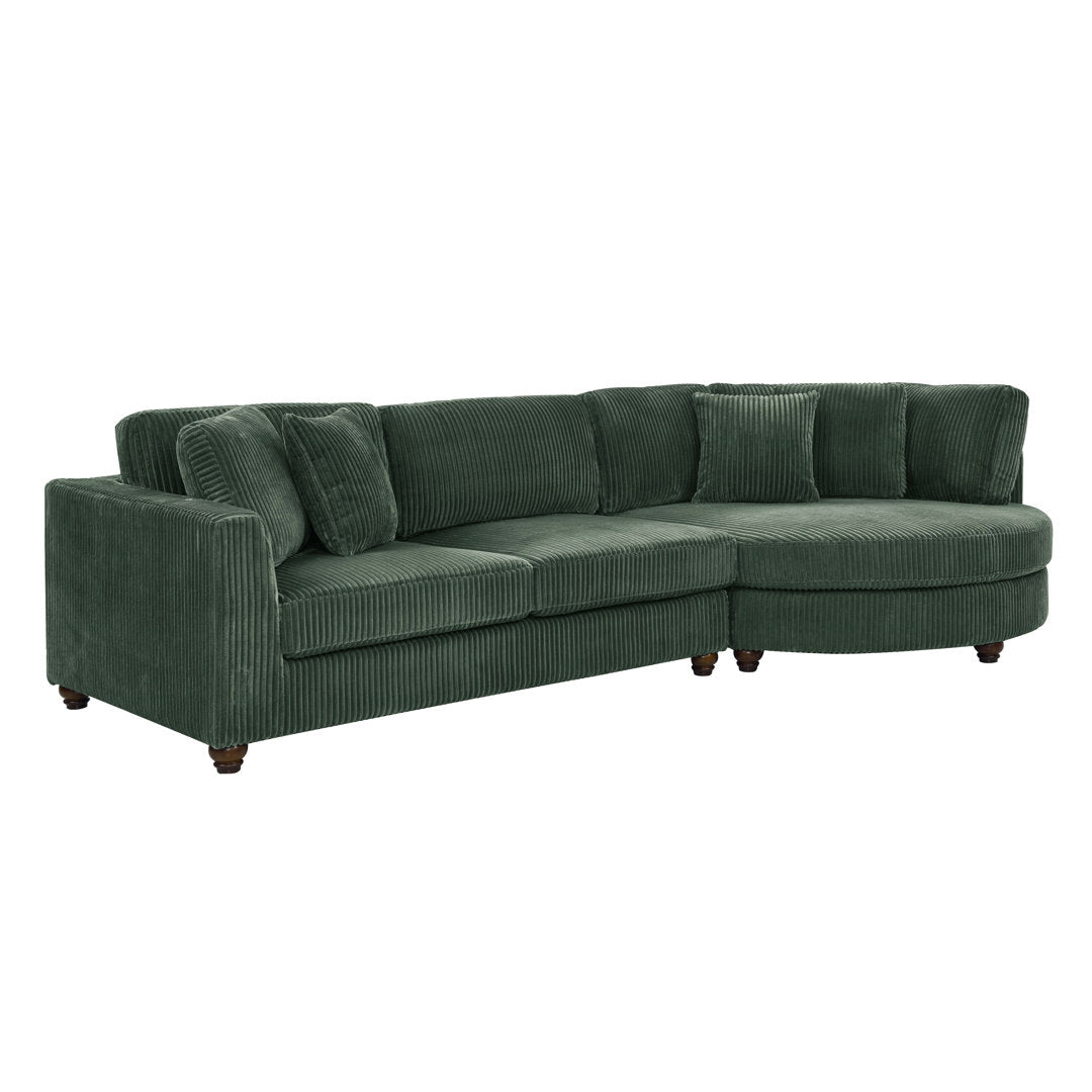 Atossa 123.5" Wide Sofa & Chaise Wade Logan® Upholstery Color: Dark Green Orientation: Right Hand Facing