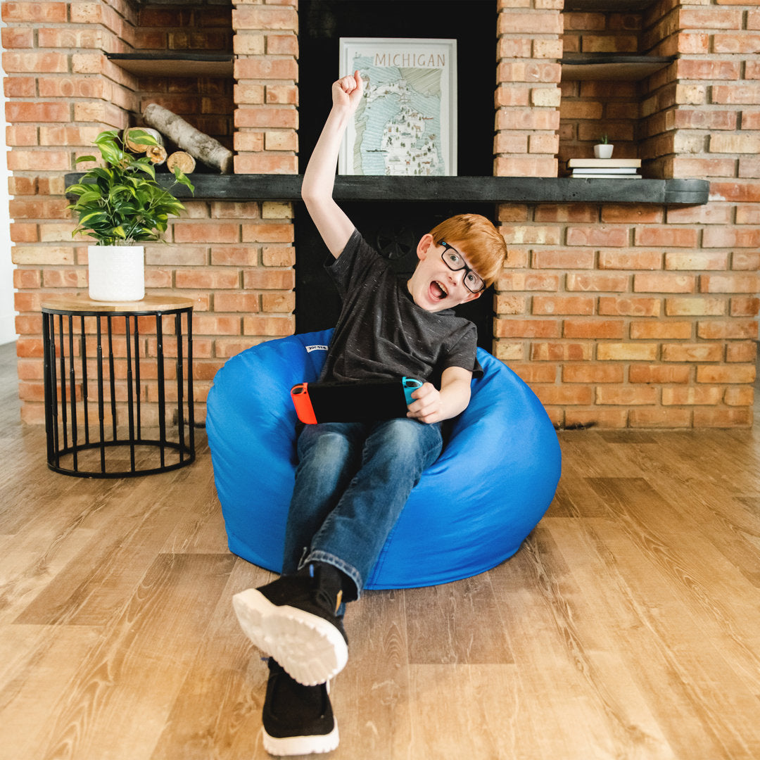Big Joe Classic Bean Bag Chair Big Joe Size: 16"H x 27.5"W x 27.5"D Fabric: Sapphire Polyester Blend