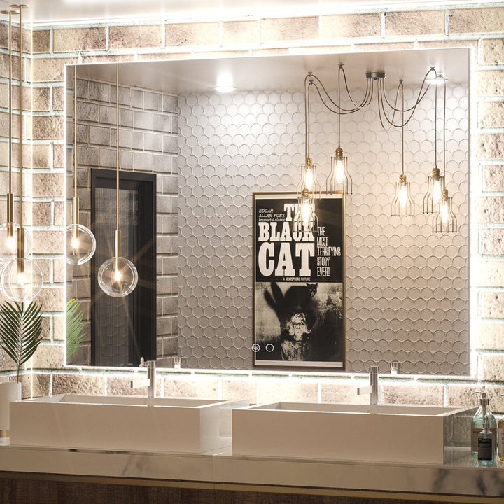Adorna LED Backlit Frameless Lighted Bathroom Vanity Mirror Wall Mirror Dimmable Anti Fog Orren Ellis Size: 36" x 48"