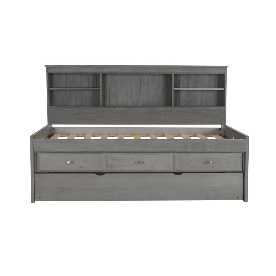 Beckford 3 Drawer Solid Wood Daybed with Bookcase by Viv + Rae Viv + Rae™ Bed Frame Color: Charcoal Size: Twin