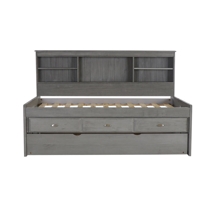 Beckford 3 Drawer Solid Wood Daybed with Bookcase by Viv + Rae Viv + Rae™ Bed Frame Color: Charcoal Size: Twin