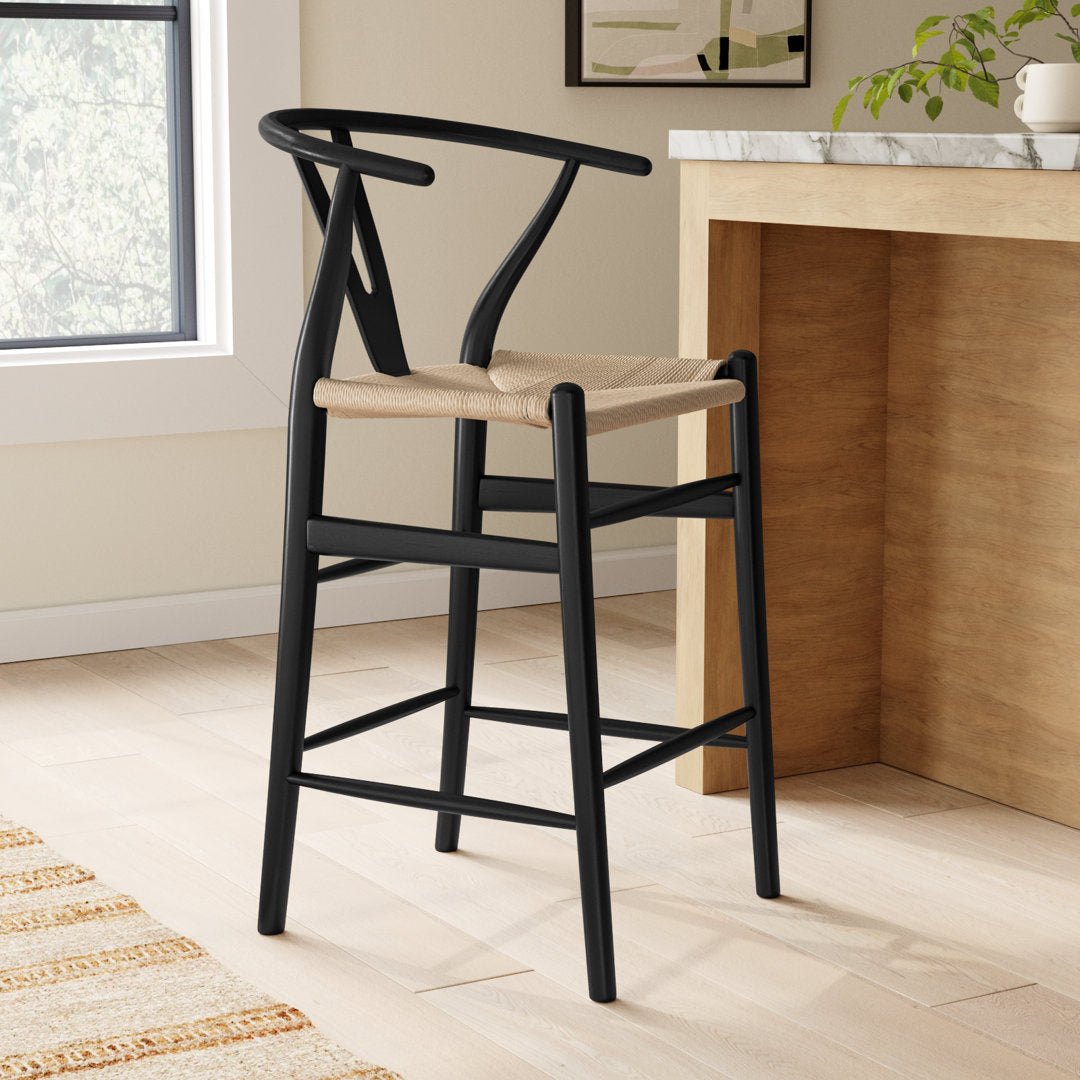 Fairbanks Solid Wood Stool Joss & Main Seat Color: Natural, Frame Color: Black Seat Height: Counter Stool (26" Seat Height)