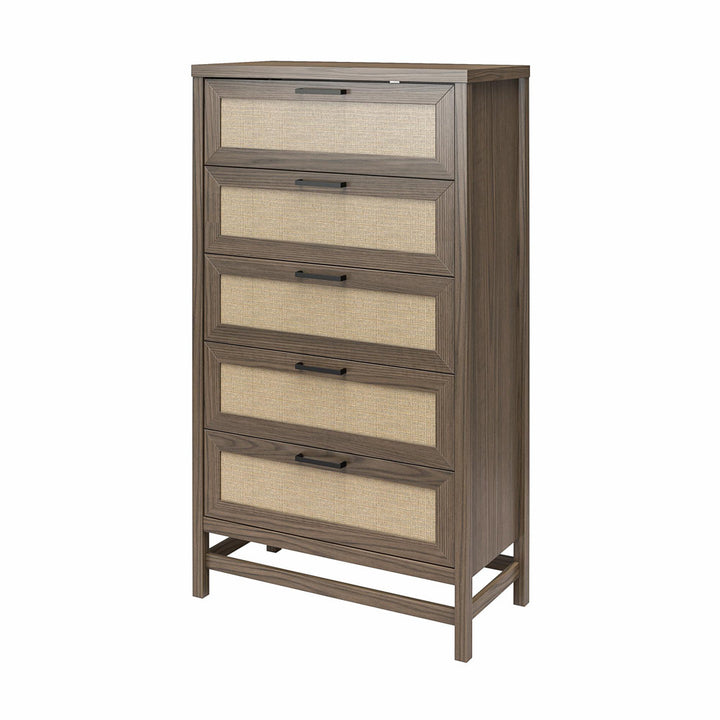 Barros Faux Rattan 5 Drawer 31.65" W Chest Beachcrest Home™ Color: Medium Brown