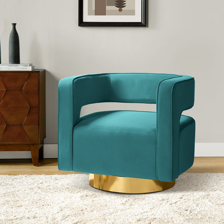Aysha Velvet Swivel Barrel Chair Willa Arlo™ Interiors Fabric: Blue Velvet