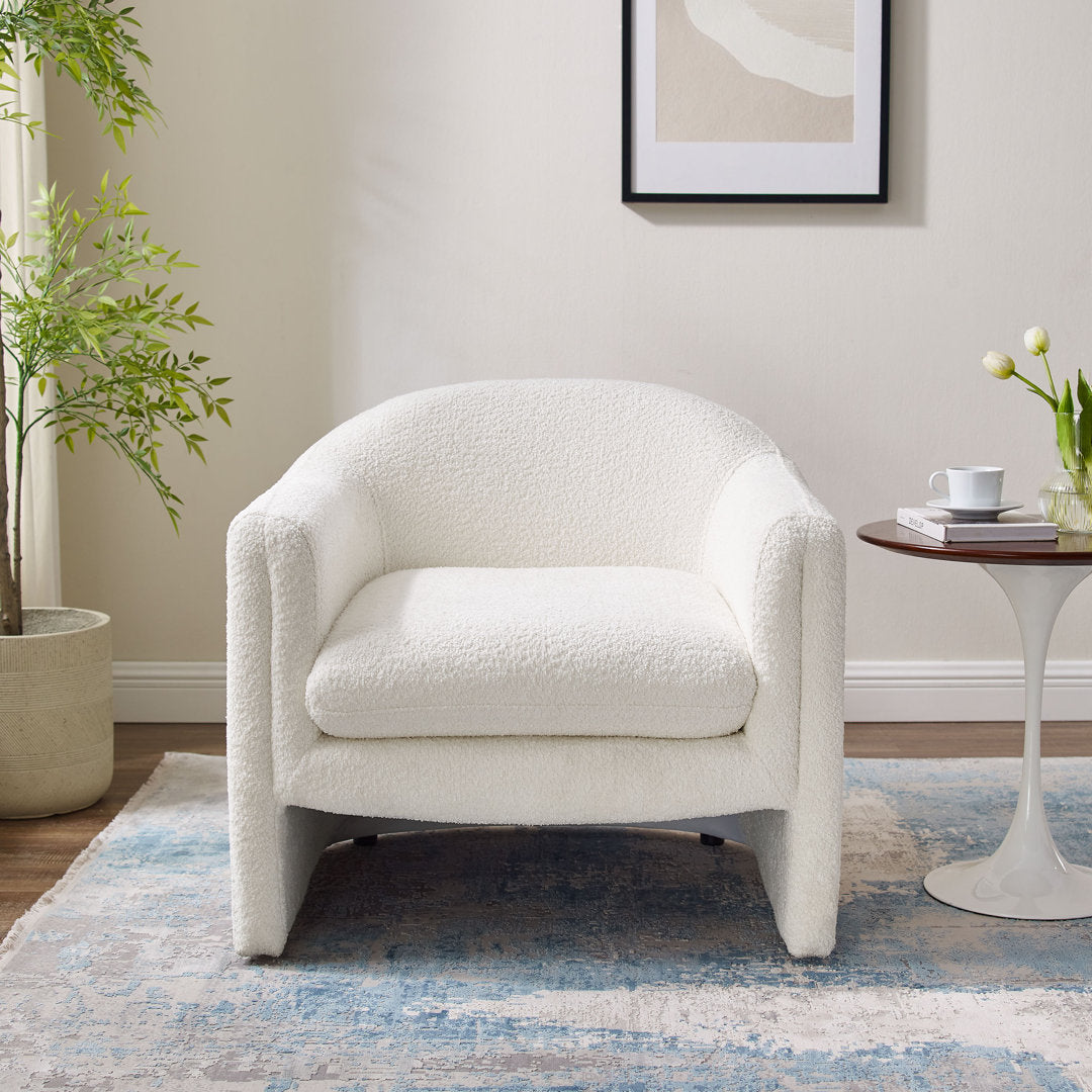 Daiona 31.2 inches Wide Armchair Accent Chair Ivy Bronx Fabric: White Boucle
