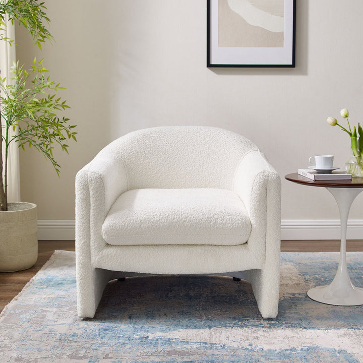Daiona 31.2 inches Wide Armchair Accent Chair Ivy Bronx Fabric: White Boucle