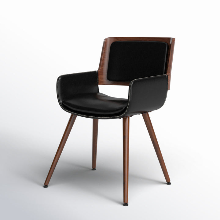 Seagraves Faux Leather Mid-Century Dining Chair Mercury Row® Upholstery Color: Polished Obsidian Faux Leather