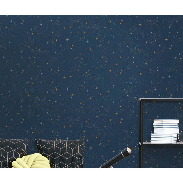 Rebecca Upon a Star 16.5' L x 20.5" W Peel and Stick Wallpaper Roll Isabelle & Max™ Color: Navy
