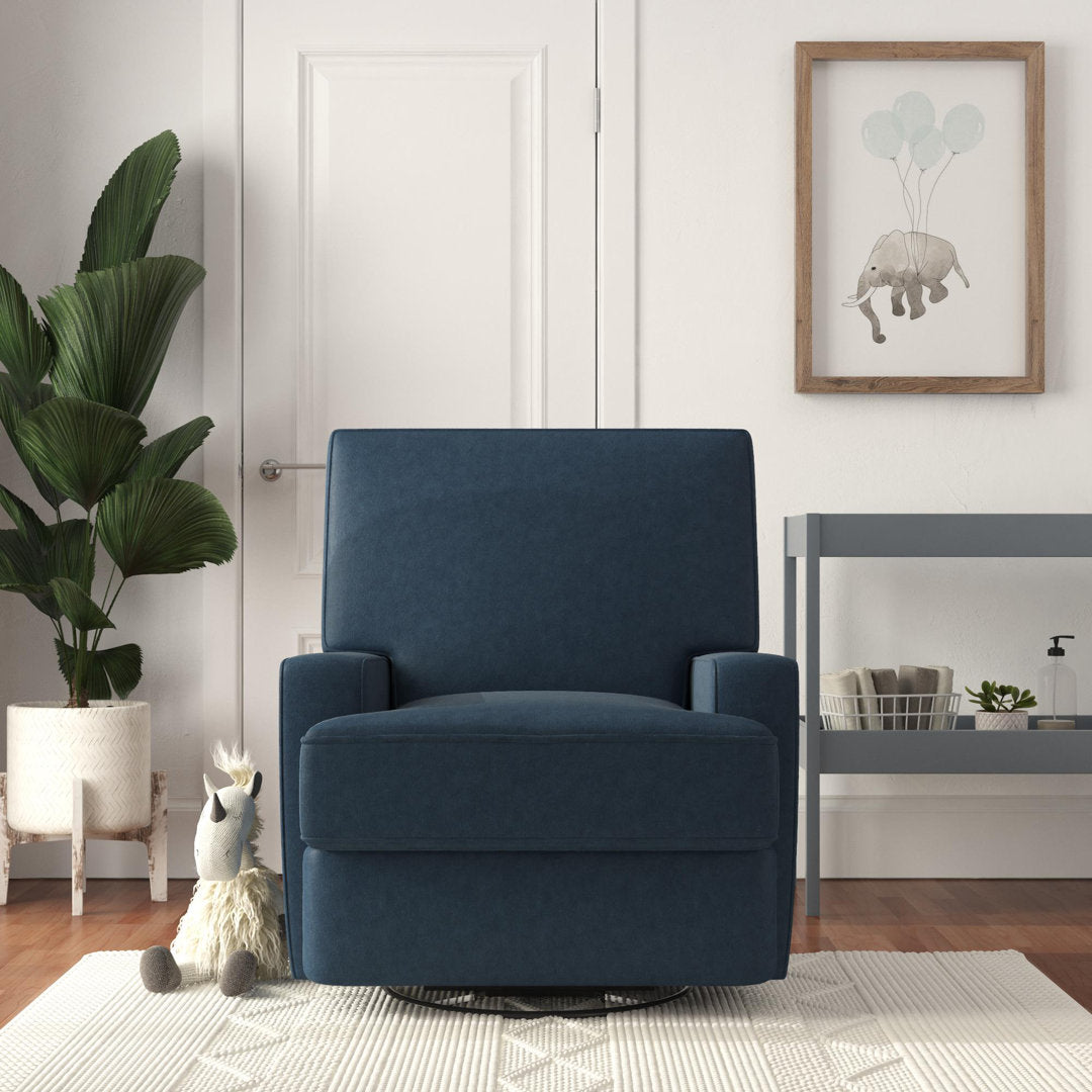 Abingdon Upholstered Swivel Reclining Glider Mack & Milo™ Upholstery Color: Navy Velvet