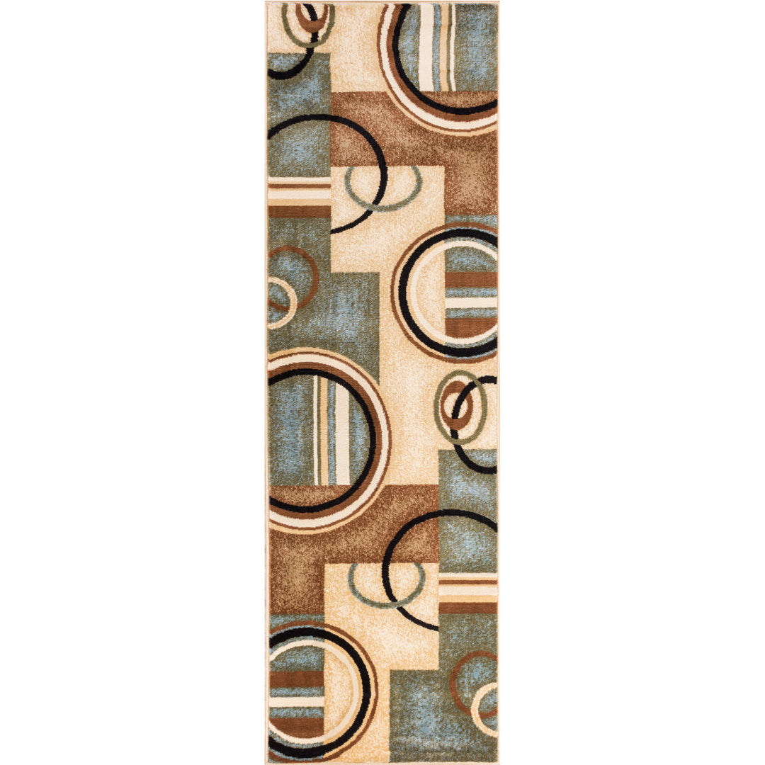 Abbie Arcs & Shapes Light Blue Modern Rug Winston Porter Rug Size: Runner 2'7" x 9'6"