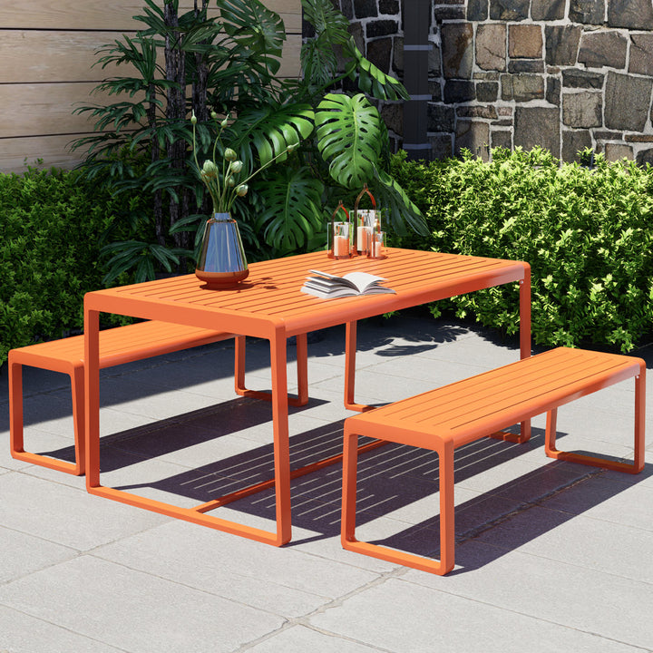 Marya Rectangular 63" Long Dining Set Hokku Designs Frame Color: Orange