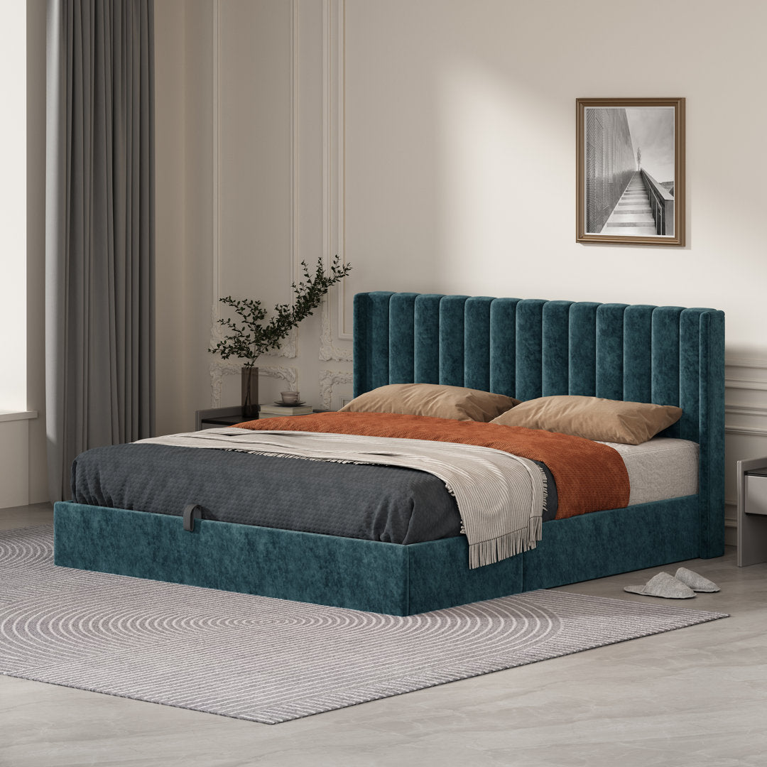 Daizia Lift Up Storage Platform Bed with Wingback Headboard Latitude Run® Color: Green Size: King