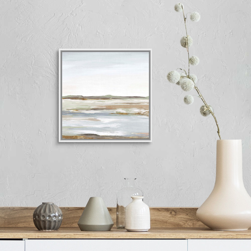 Vastness I by Eva Watts - Painting Print Wrought Studio™ Size: 14" H x 14" W x 1.75" D Format: White Framed Canvas