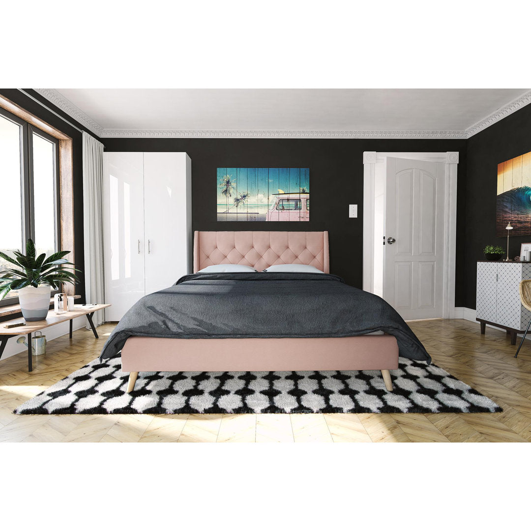 Her Majesty Tufted Upholstered Low Profile Platform Bed Novogratz Color: Pink Size: Full