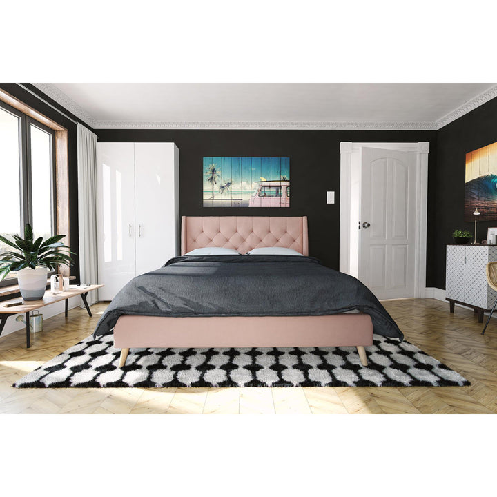 Her Majesty Tufted Upholstered Low Profile Platform Bed Novogratz Color: Pink Size: Full