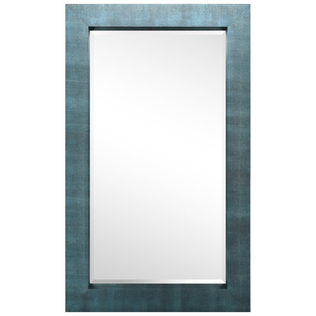 Metallic Shagreen Leather Framed Beveled Accent Mirror Empire Art Direct Finish: Black/Blue