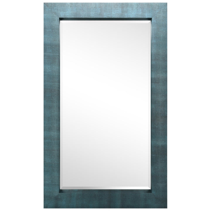 Metallic Shagreen Leather Framed Beveled Accent Mirror Empire Art Direct Finish: Black/Blue