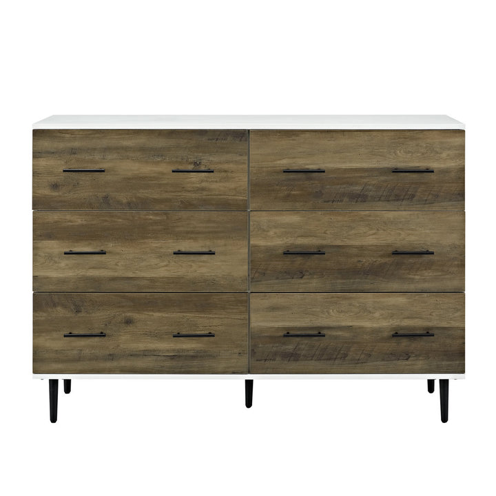 Catt 52" Wide 6 Drawer Dresser Mercury Row® Color: White/Rustic Oak