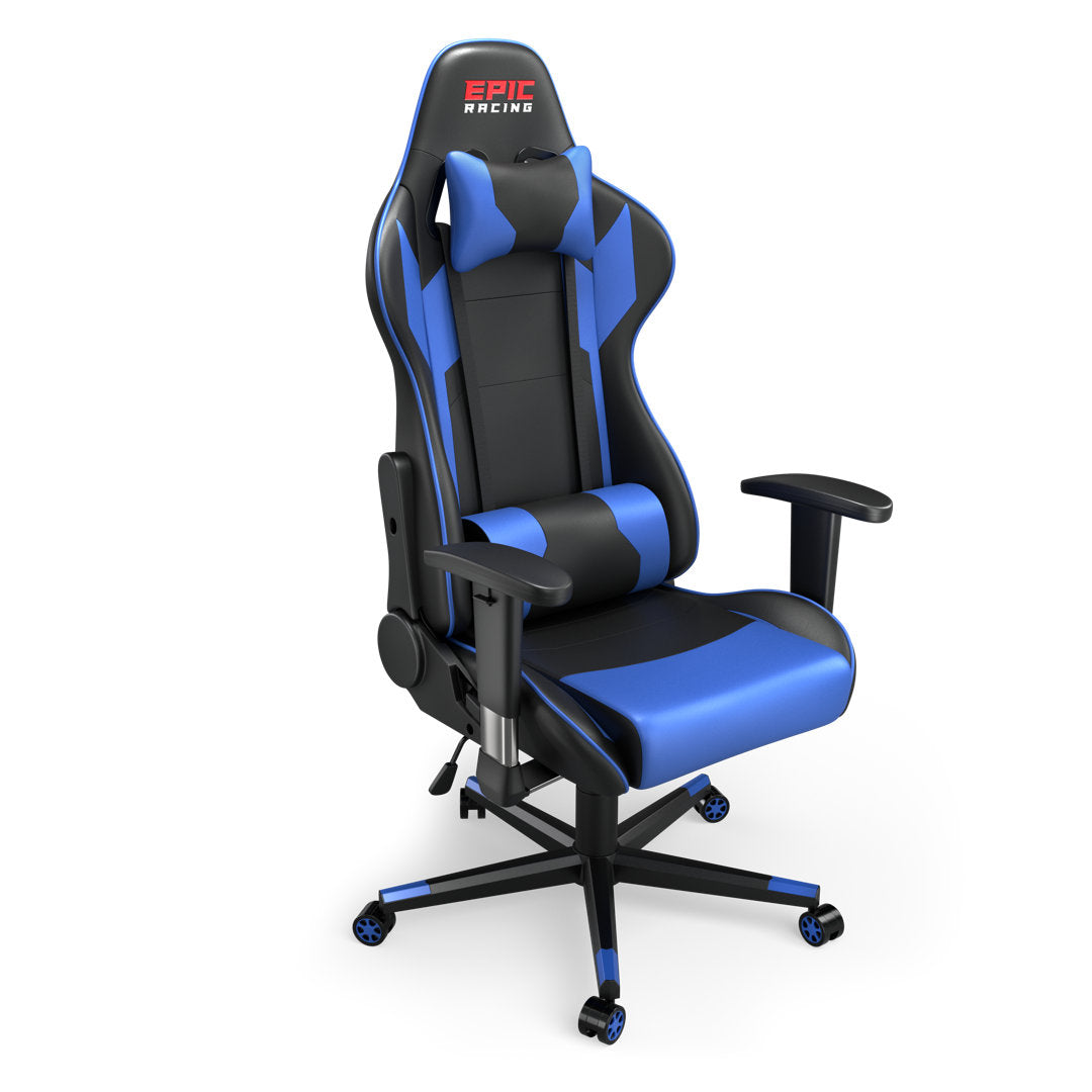 Adjustable Reclining Ergonomic Faux Leather Swiveling PC & Racing Game Chair Epic Racing Color: Blue