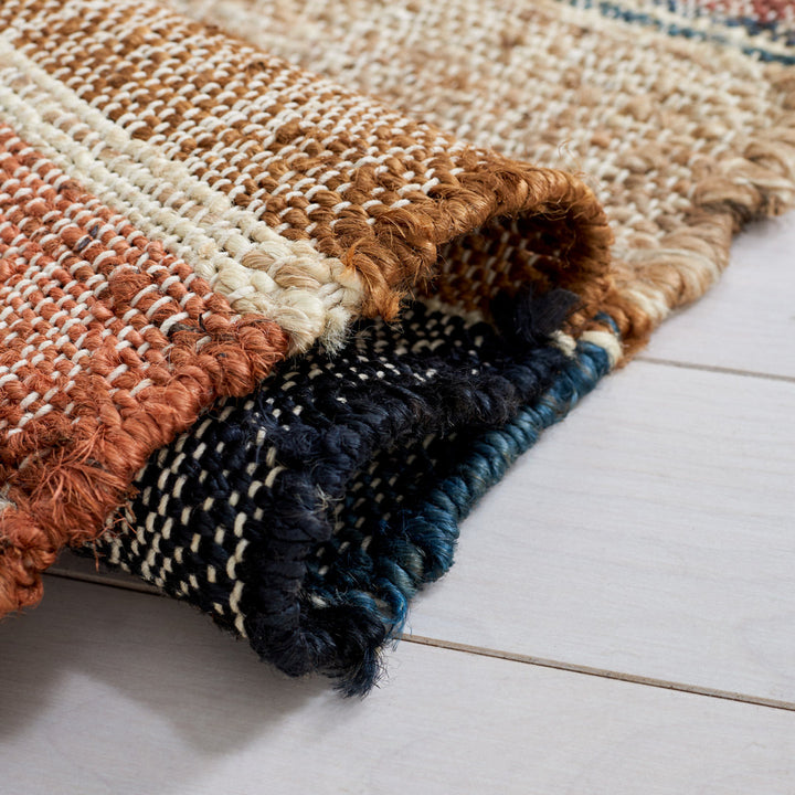 Brooke Southwesten Flatweave Jute/Cotton Blue/Rust Area Rug Kelly Clarkson Home Rug Size: Rectangle 2'3" x 5'