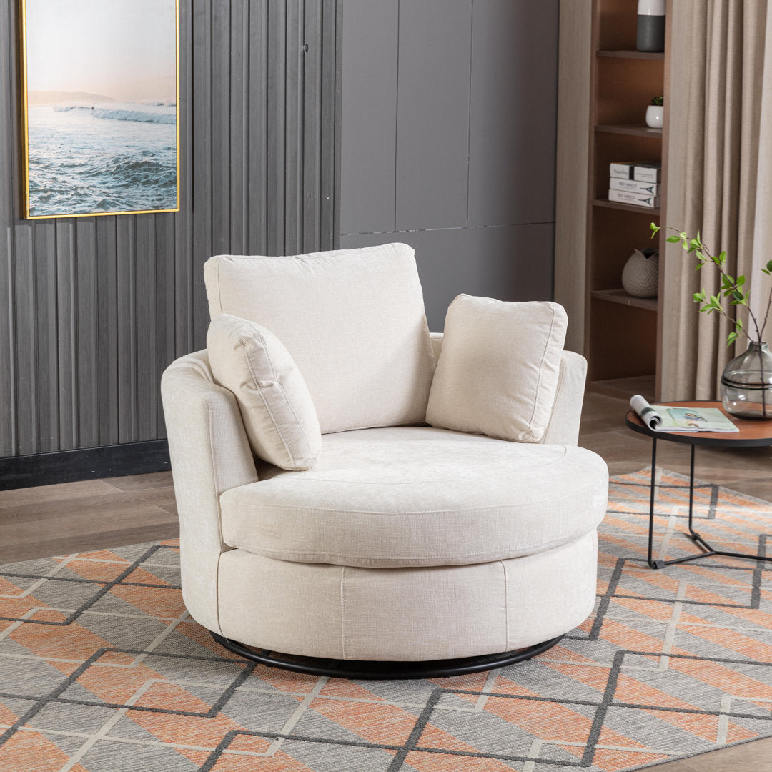 Achorn Polyester Recessed Arm Swivel Barrel Chair