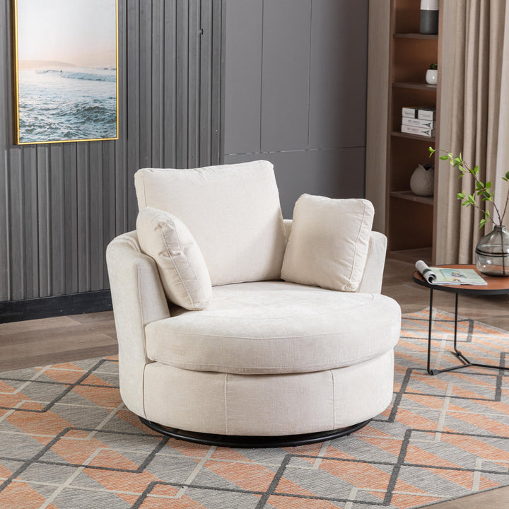 Achorn Polyester Recessed Arm Swivel Barrel Chair