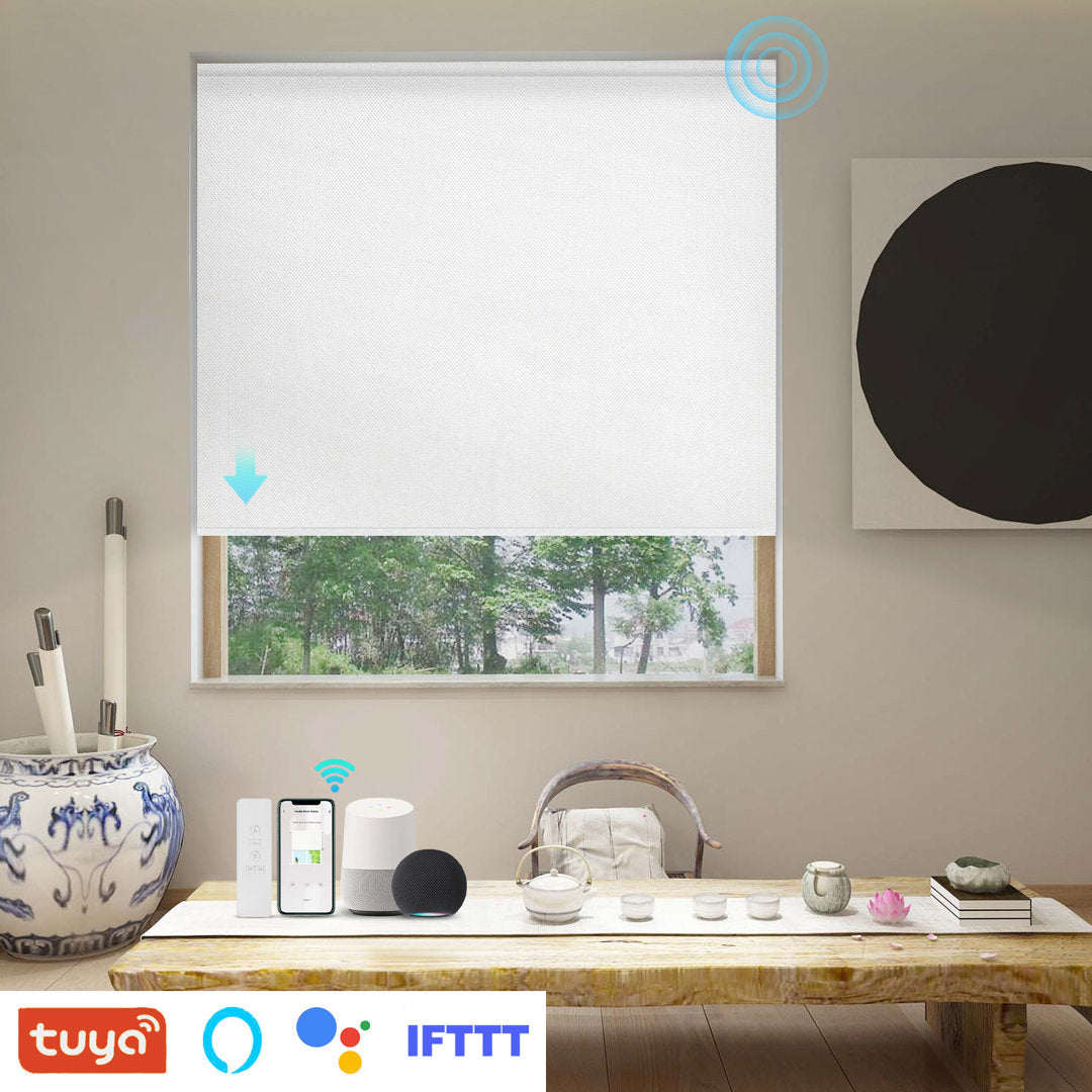Smart Motorized Blackout White Roller Shade Symple Stuff Blind Size: 23" W x 72" L