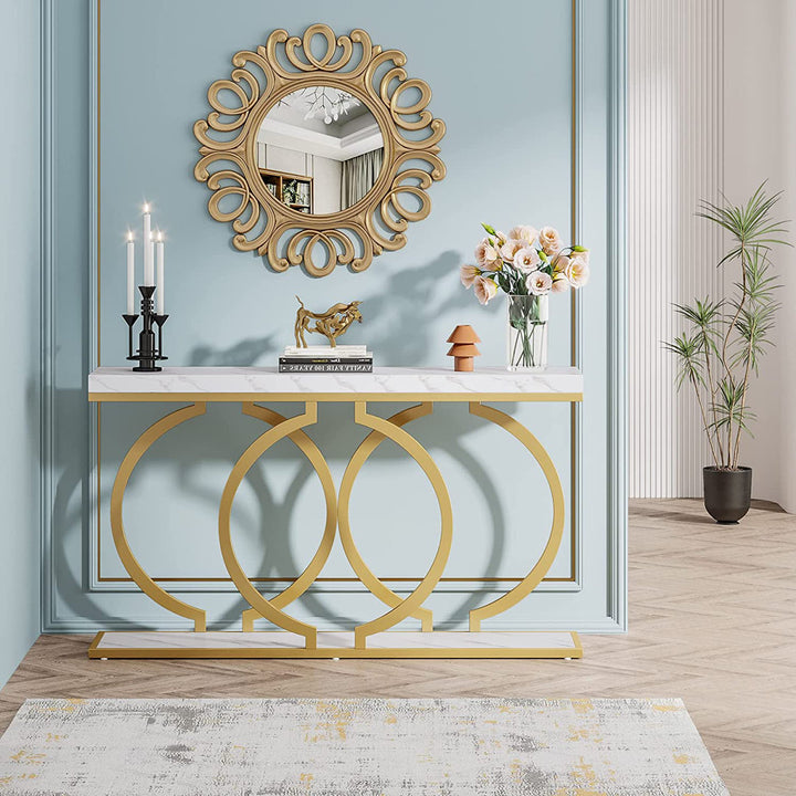 Herakles 55" Console Table Mercer41 Color: White/Gold