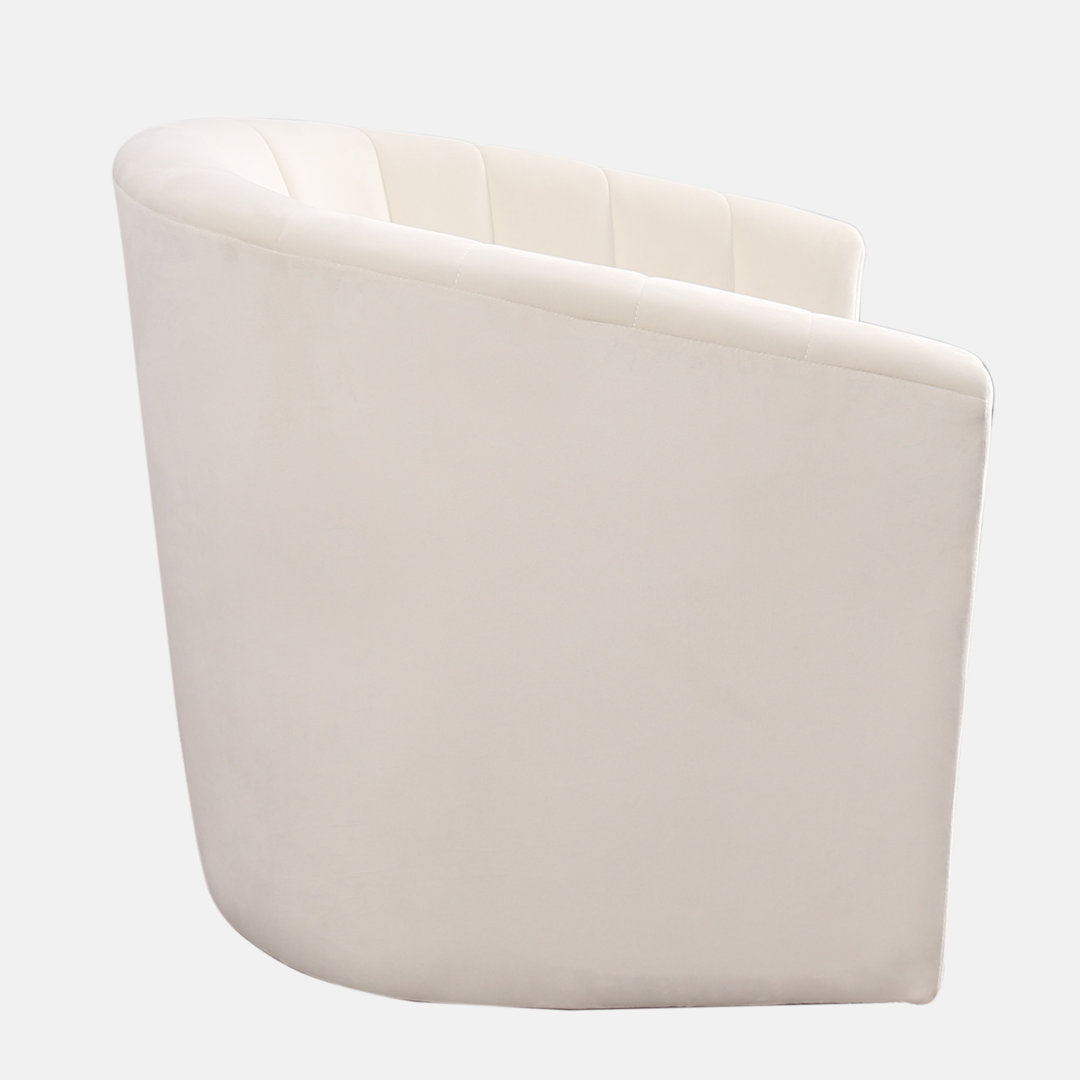 Lydia 29.5" Wide Velvet Upholstered Swivel Barrel Chair Latitude Run® Body Fabric: White Cotton Blend