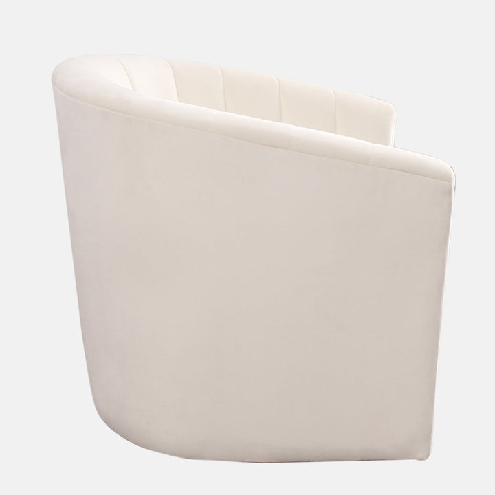 Lydia 29.5" Wide Velvet Upholstered Swivel Barrel Chair Latitude Run® Body Fabric: White Cotton Blend
