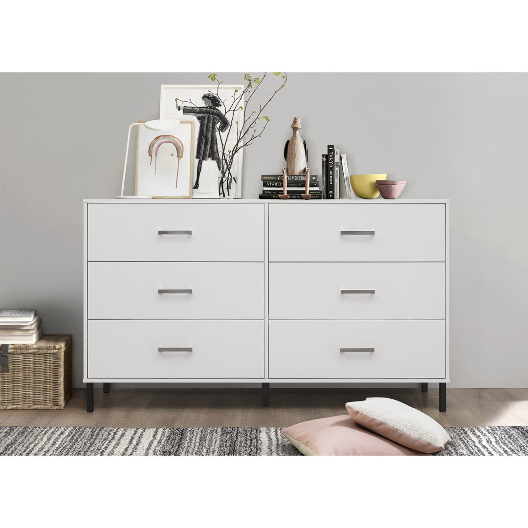Alexei 6 Drawer 58.5" W Double Dresser Zipcode Design™ Color: White