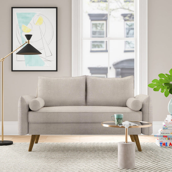 Modway Revive Upholstered Fabric Loveseat Modway Upholstery Color: Beige Polyester Blend