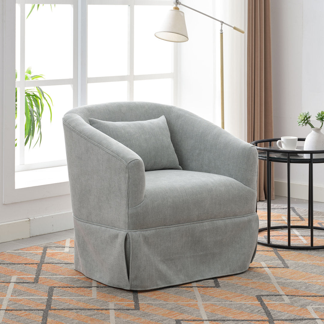 Swivel Accent Arm Chair with Plump Pillow Upholstered Comfy 360 Degree Swivel  Sofa Chair Brayden Studio® Body Fabric: Light Green Linen Blend