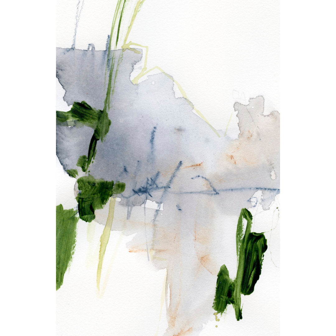 Green and Gray I by Victoria Barnes - Wrapped Canvas Painting Orren Ellis Size: 48" H x 32" W   Format: Maple Single Picture Framed, Mat Included: No