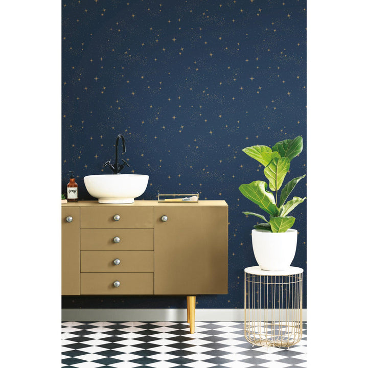 Rebecca Upon a Star 16.5' L x 20.5" W Peel and Stick Wallpaper Roll Isabelle & Max™ Color: Navy