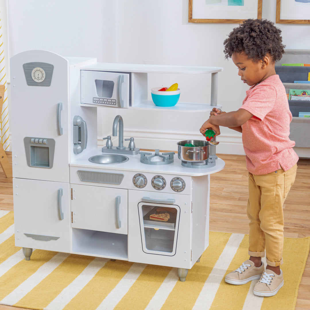 Vintage Wooden Play Kitchen with Ice Maker and Play Phone KidKraft Color: White