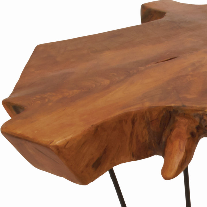 Ashyria Teak Wood Handmade Live Edge Living Room Coffee Table with Black Metal Hairpin Legs Wade Logan® Size: 19" H x  23" L x 28" W