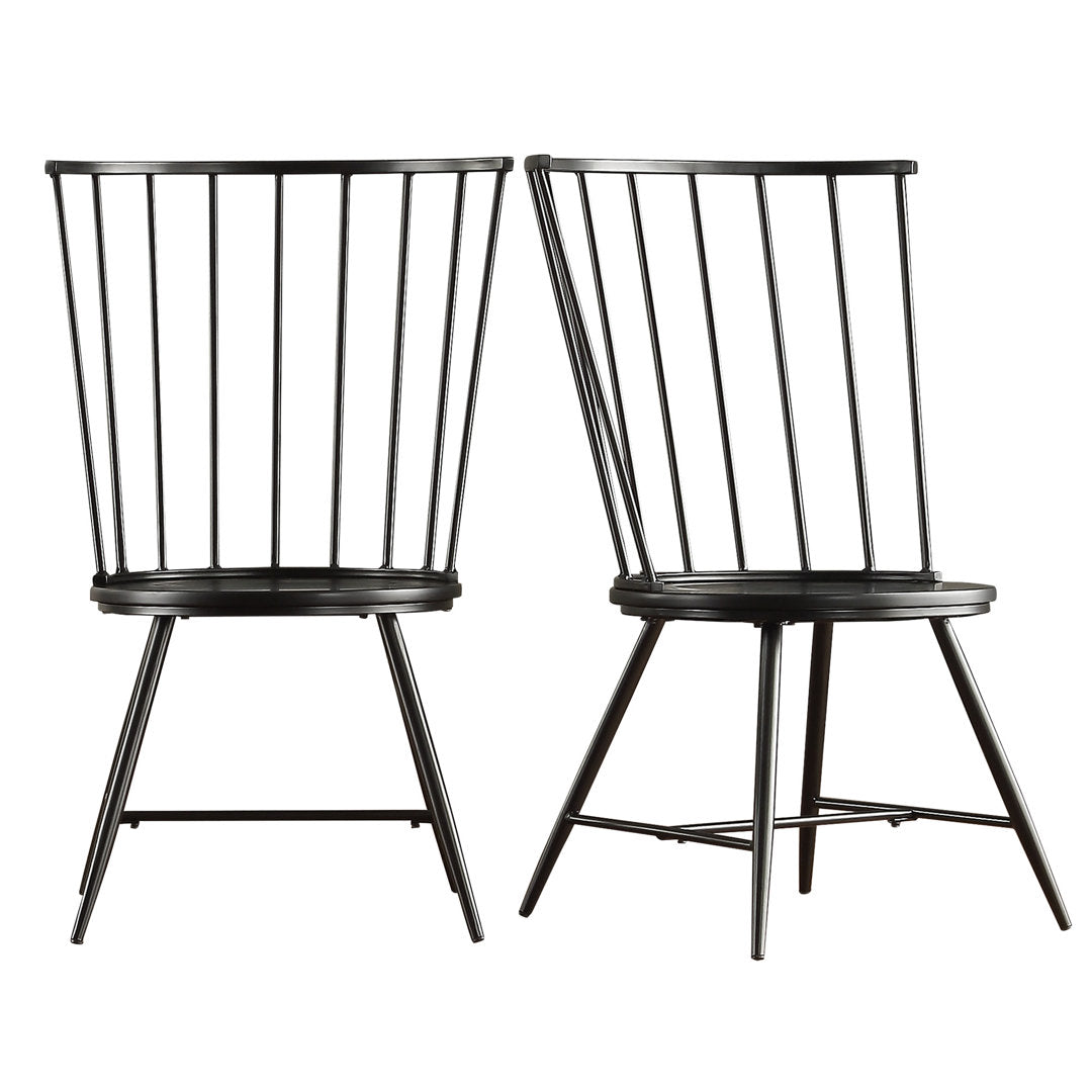 Kennamer Metal Slat Back Side Chair (Set of 2) Laurel Foundry Modern Farmhouse® Color: Black