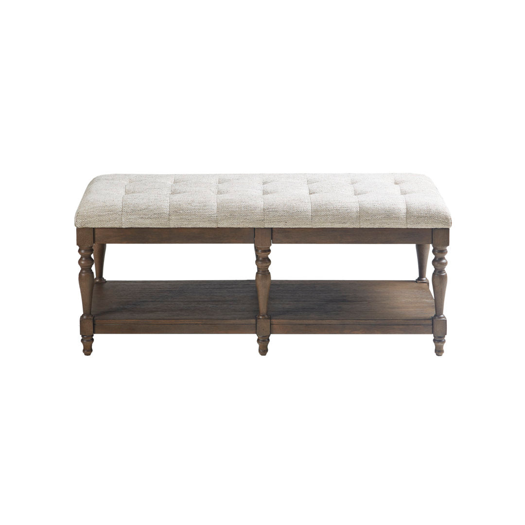 Martha Stewart Highland Tufted Accent Bench with Shelf Martha Stewart