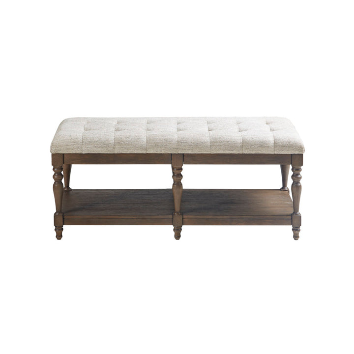 Martha Stewart Highland Tufted Accent Bench with Shelf Martha Stewart