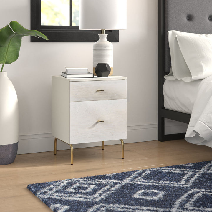 Linaris 2 - Drawer Nightstand Ivy Bronx Color: Cream/White Washed