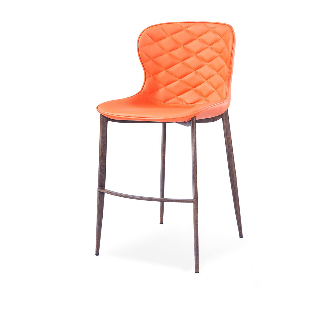 Albert Upholstered Bar & Counter Stool Upper Square™ Base Color: Wood Veneer, Upholstery Color: Orange Seat Height: Counter Stool (24” Seat Height)