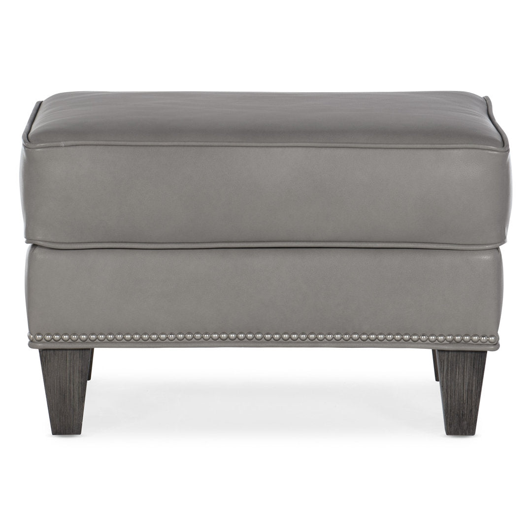 Davidson 25" Wide Genuine Leather Rectangle Standard Ottoman Bradington-Young Leg Color: New Classiques Body Fabric: Rio Mineral Genuine Leather, Nailhead Detail: #9 Nickel