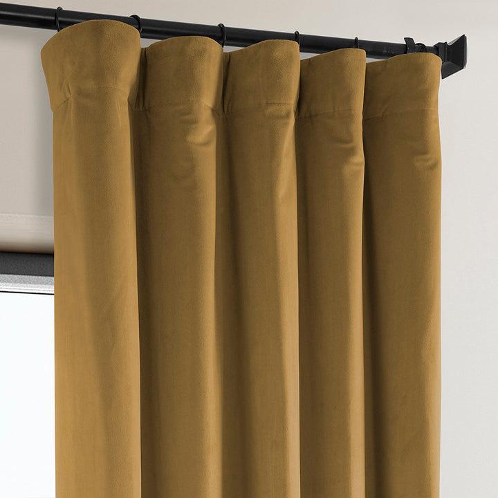 Matra Plush Velvet Curtains for Bedroom - Room Darkening Curtains for Living Room Window Single Panel AllModern Curtain Color: Retro Gold Size per Panel: 50" W x 120" L